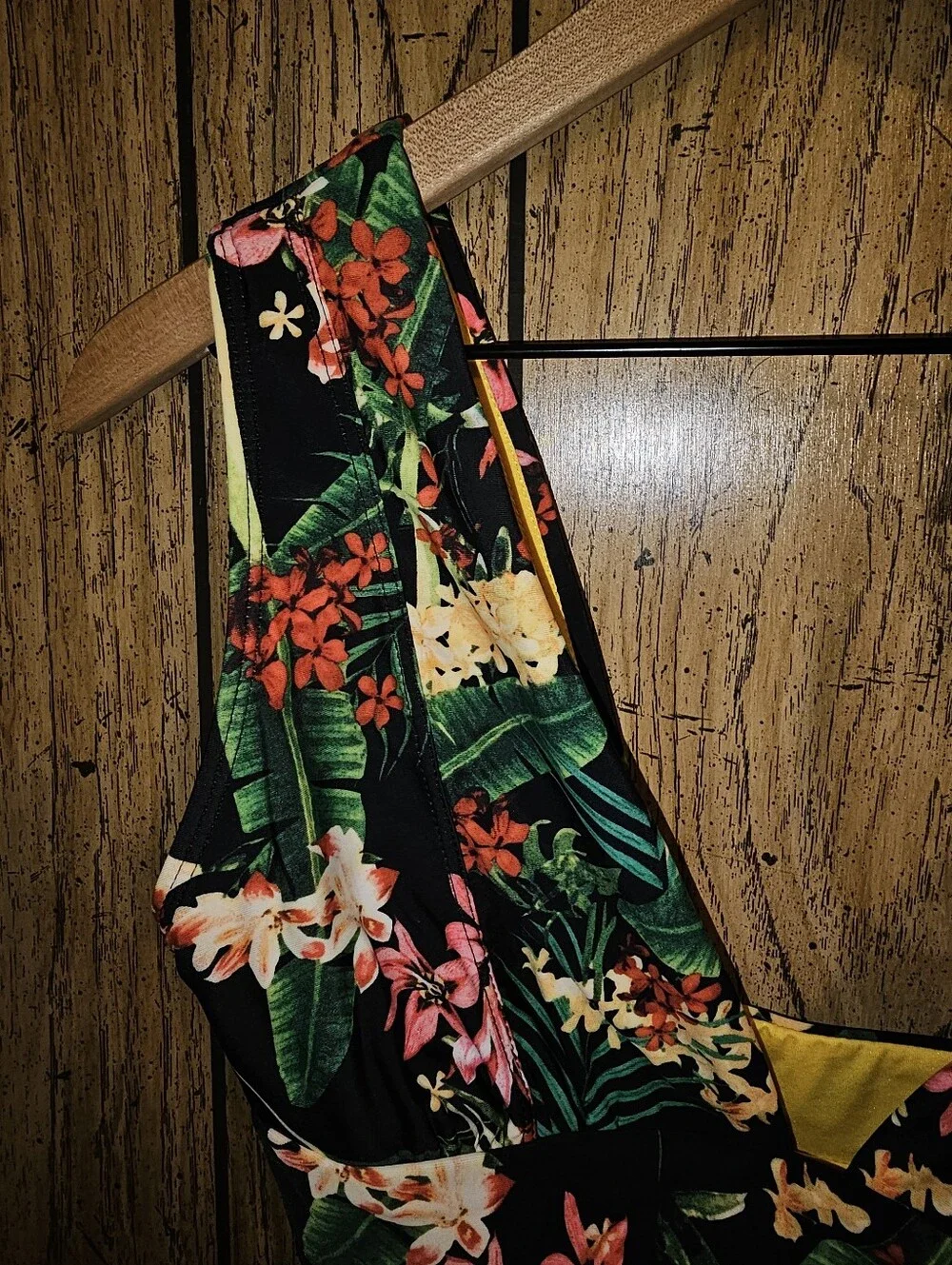 DIXXON Tropical Floral Plunge One Piece Swimsuit - Small